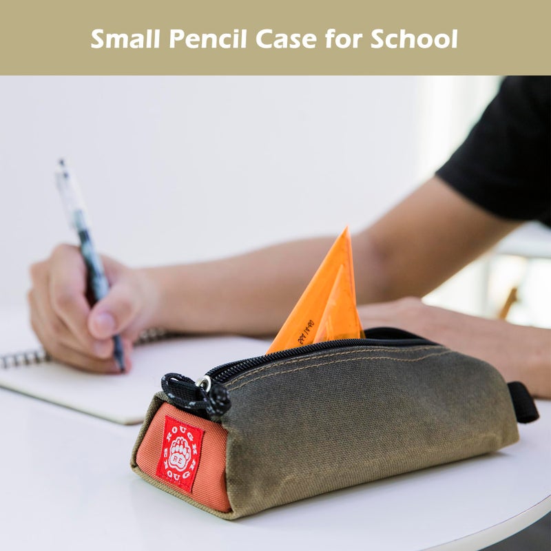 RE ROUGH ENOUGH Rough Enough Small Pencil Pouch Case Bag Beige Cordura for Boys Girls Kids Adults School, Office, Art Supplies, Stationary - Image 2